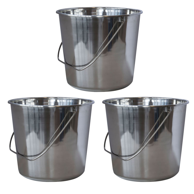 AmeriHome Medium Stainless Steel Bucket Set - 3 Piece