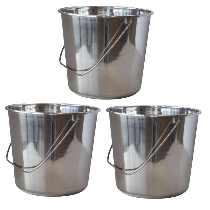 AmeriHome Large Stainless Steel Bucket Set - 3 Piece