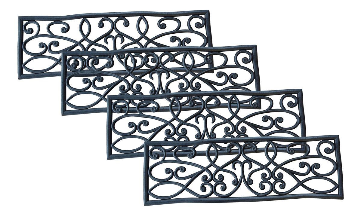 AmeriHome Rubber Scrollwork Stair Tread 4 Pack