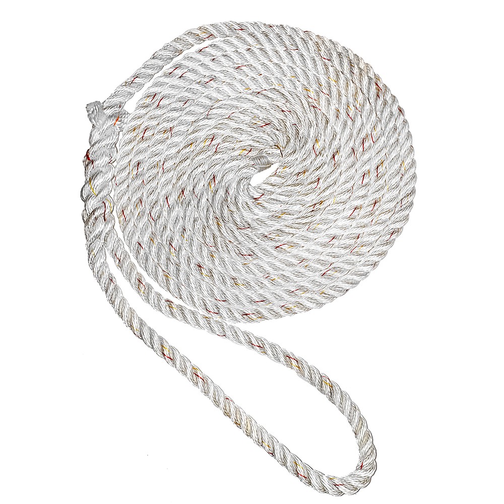 New England Ropes 1/2" X 15' Premium Nylon 3 Strand Dock Line - White w/Tracer