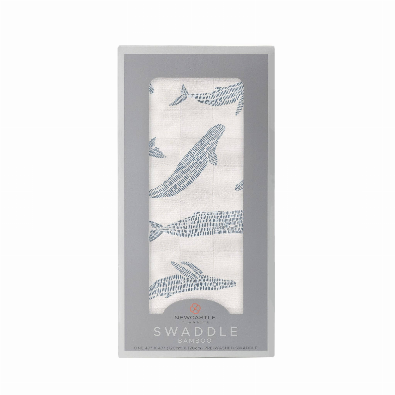 Bamboo Swaddle Blue Shadow Whales 