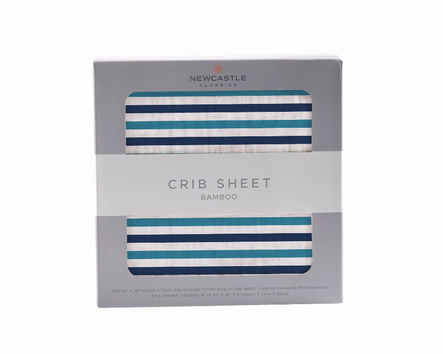 Crib Sheet Blue and White Stripe