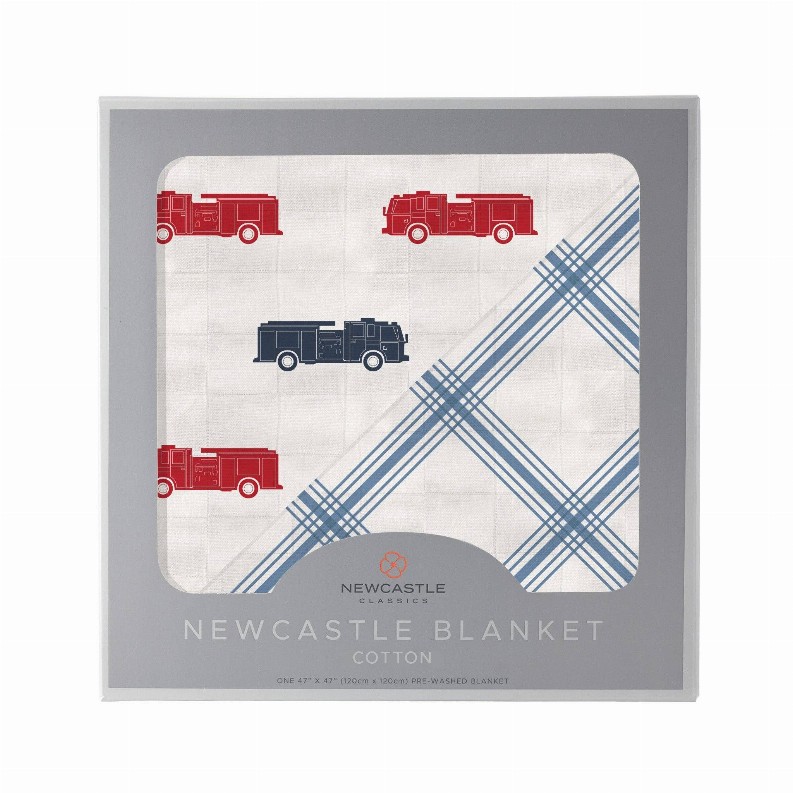 Newcastle Blanket Blue and Red/Fire Trucks and Buffalo Check Plaid 