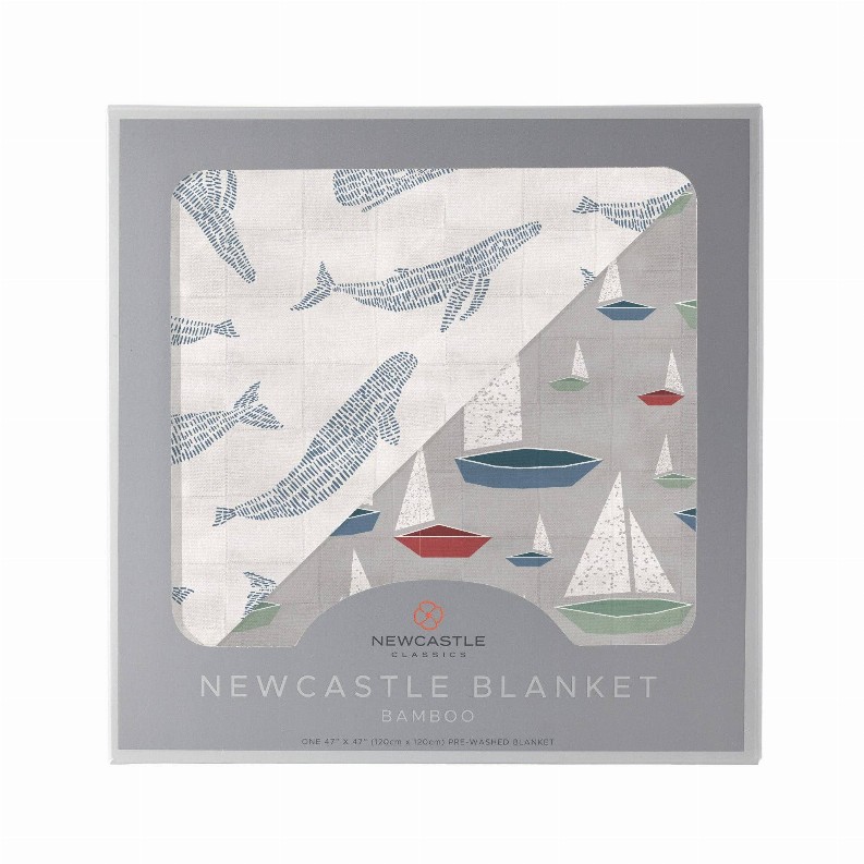 Newcastle Blanket Blue/Shadow Whales and Marina Sailboats Bamboo 