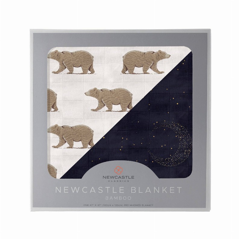 Newcastle Blanket Goodnight Bear and Midnight Moon Bamboo Muslin 