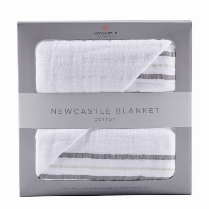 Newcastle Blanket Grey Stripe/Teddy Bear 