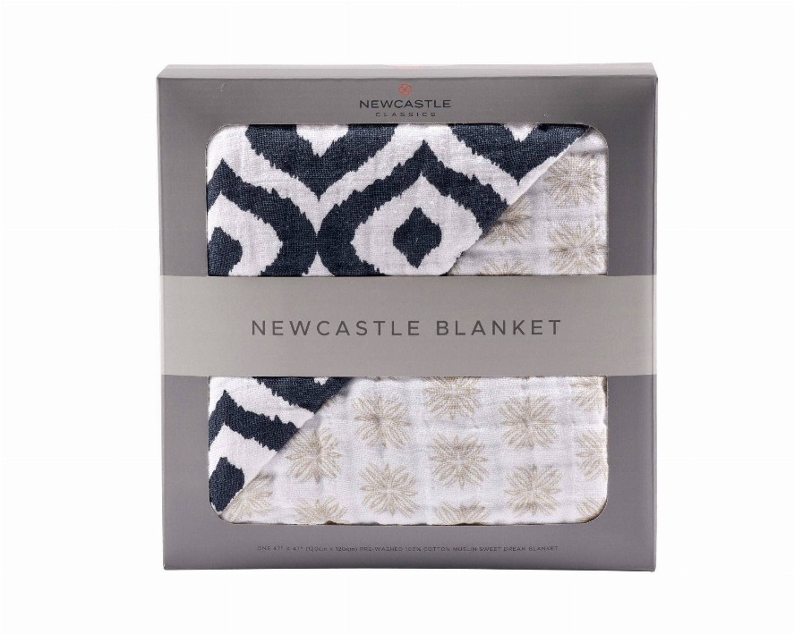 Newcastle Blanket Moroccan Blue /Flower Child Cotton Muslin 