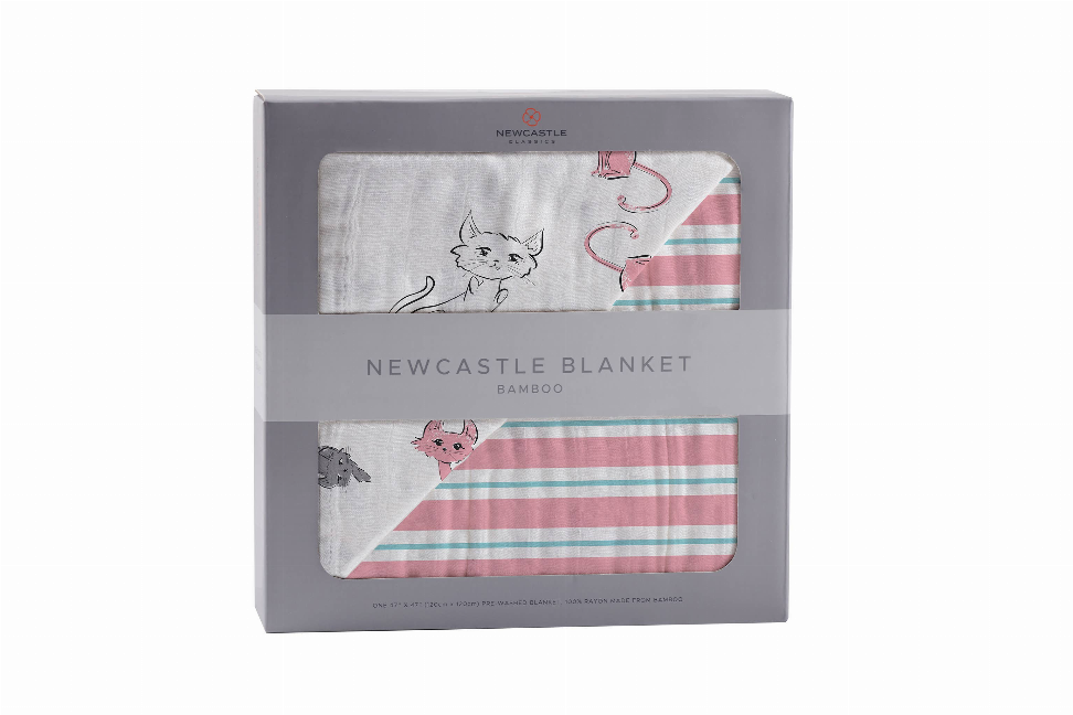 Newcastle Blanket Playful Kitty and Candy Stripe 