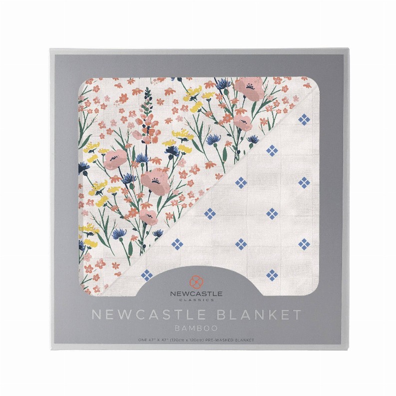 Newcastle Blanket Wildflowers and Periwinkle Diamond Polka Dot Bamboo 