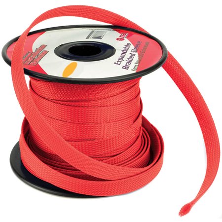 NA// .  100Ft 1/4 Braided Sleeve Red