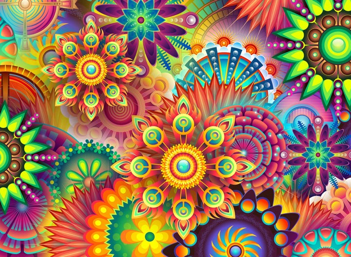 Psychedelic Flora Puzzle - Small - 10"x13.5" 234 pieces