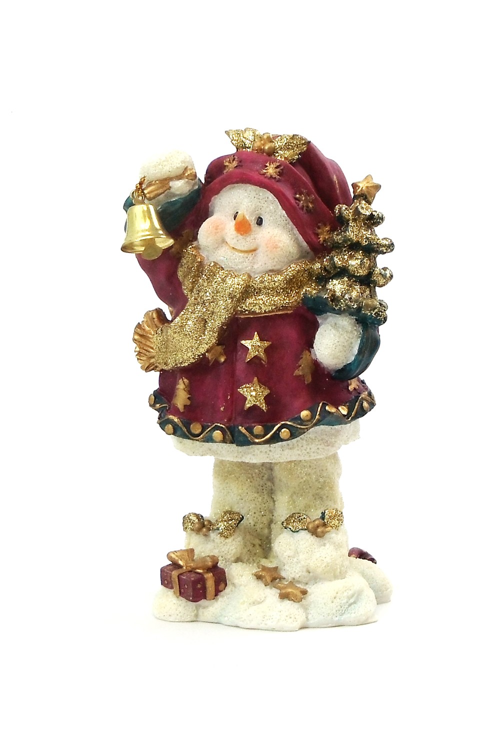 6" "Ding-A-Ling" Snowman Red Christmas Tree Resin Statue