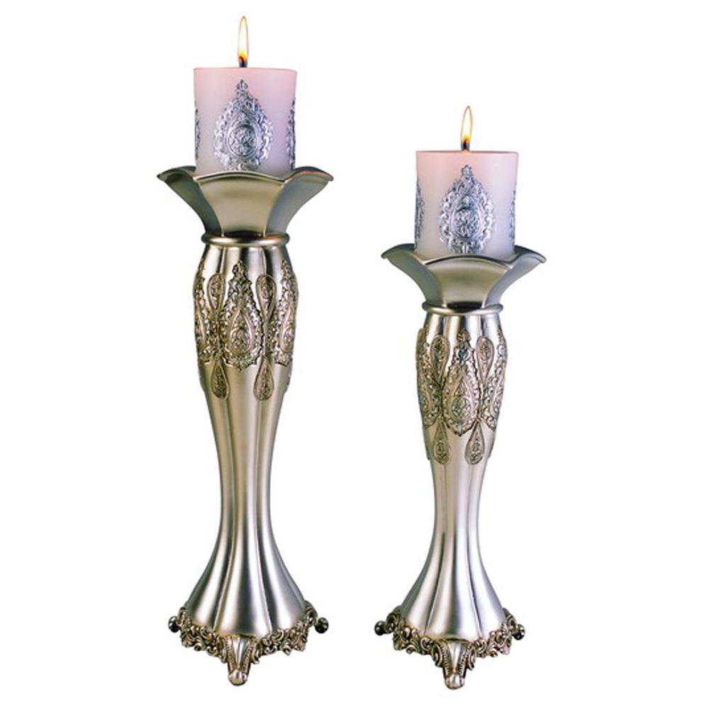 Silver Paisley Candleholder Set