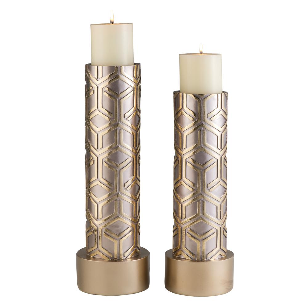 Rose Gold Savannah Candleholder Set (Set Of 2 - 14" & 16"H)