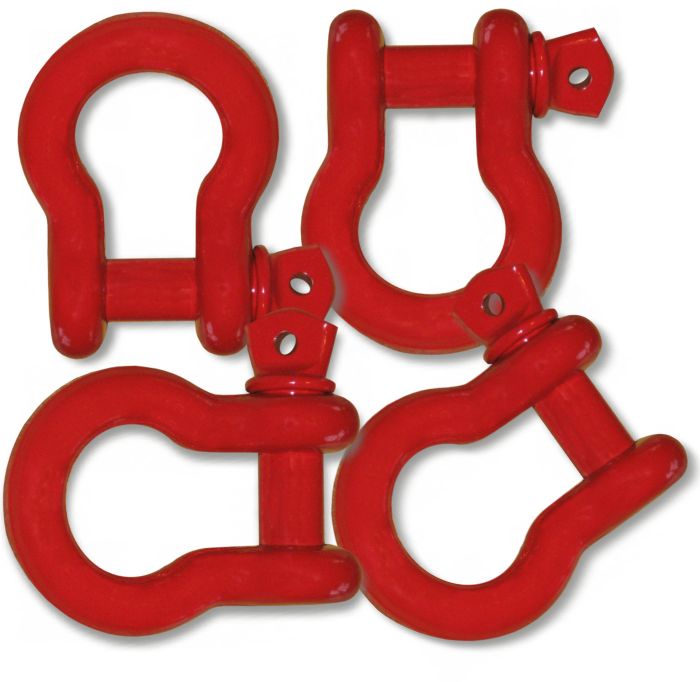 (They're Big!) 1 inch MEGA D-Shackles - PATRIOT RED Powdercoated (Set of 4) (4X4 RECOVERY)