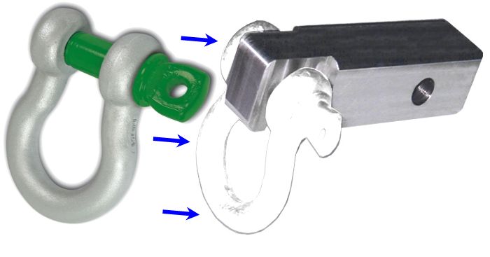 2 inch (Aluminum) Receiver Bracket w/ VanBeest "Green Pin" D-Shackle & Locking Hitch Pin (OFF-ROAD RECOVERY)