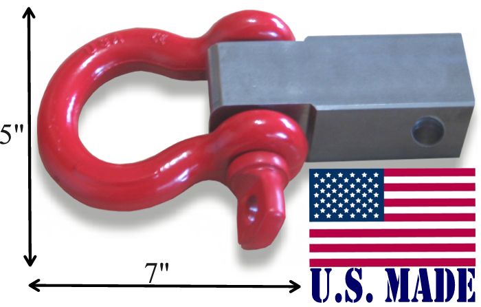 (U.S. made) It's Big! MEGA SHACKLE BRACKET (steel) with 1 inch MEGA D-shackle (OFF-ROAD RECOVERY)