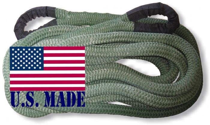  U.S. made "MILITARY GREEN" Safe-T-Line Kinetic Recovery (Snatch) ROPE - 1 inch X 30 ft (4X4 VEHICLE RECOVERY)