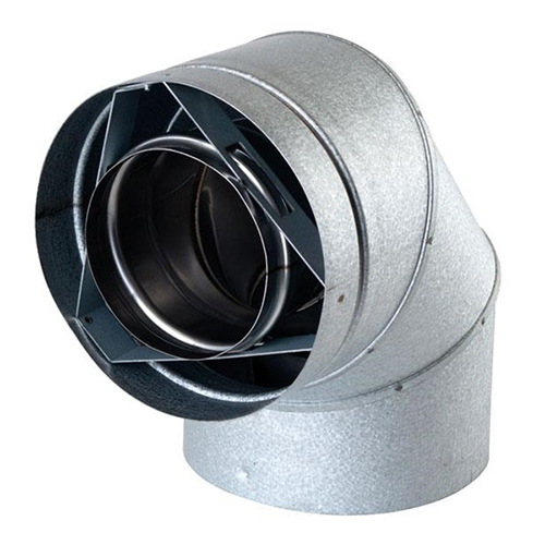 VDV-EL0445 - 4" Ventis Direct Vent Pipe Stainless Steel Inner/Galvanized Outer, 45 Degree Elbow
