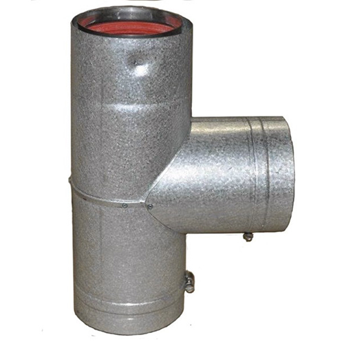 VPB-SAT03 - 3" Ventis Pellet Vent Pipe 304L Inner/Galvanized Outer, Stove Adapter Tee With Cap, Painted Black