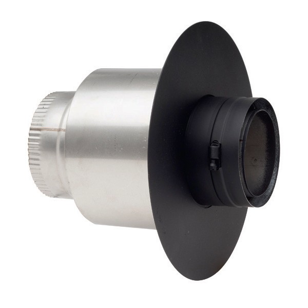 VP-MA036-4 - 3" Ventis Pellet Vent Pipe 304L Galvalume Inner/Black Outer, 6" Masonry Adapter Connects 3" Pellet To 4" Flex Liner