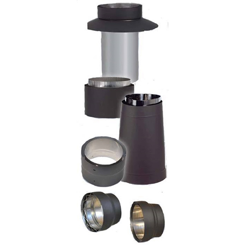 VDB07CA - 7" Ventis Double-Wall Black Stove Pipe, Chimney Adapter