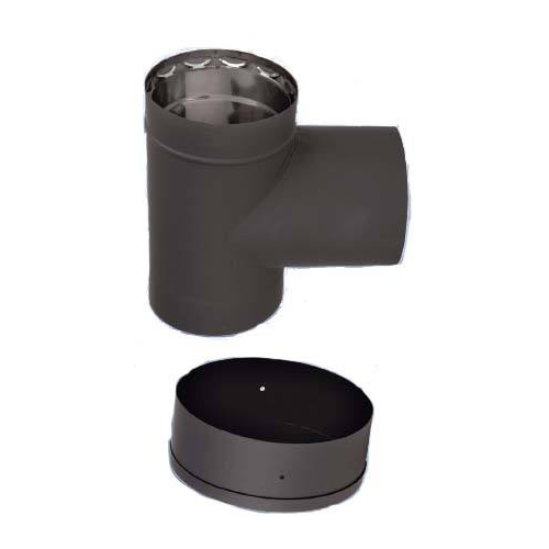 VDB08DS - 8" Ventis Double-Wall Black Stove Pipe 430 Inner, Damper Section