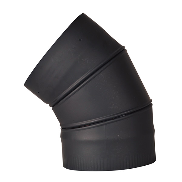 VSB0645A - 6" Ventis Single-Wall Black Stove Pipe, 45 Degree Adjustable Elbow