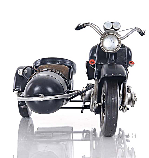 Black Vintage BMW R75 Motorcycle and Sidecar Model