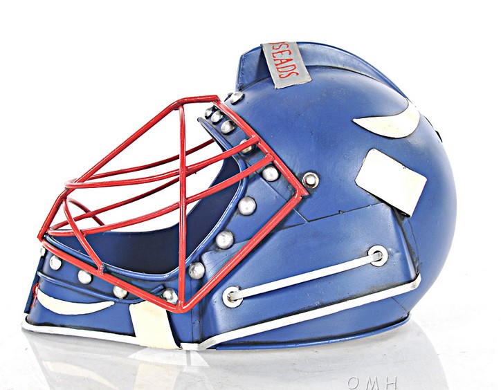 Blue and White Baseball Helmet Model
