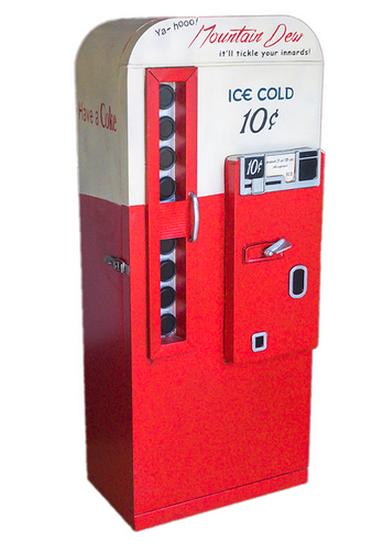 Coca-Cola Vending Machine Replica Model with Enclosed Shelving for Storage