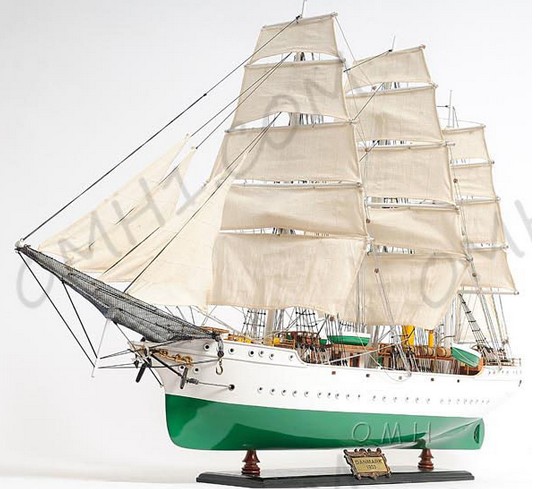 Danmark Model Sail-Training Ship on Wooden Base