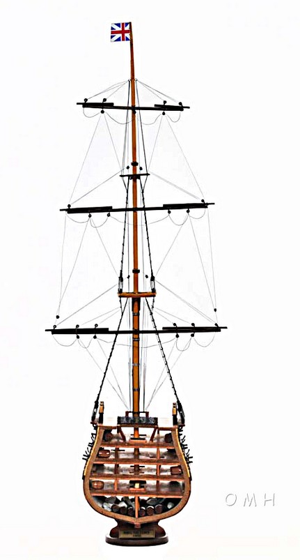 H.M.S. Victory Model Ship Cross Section on Wooden Base