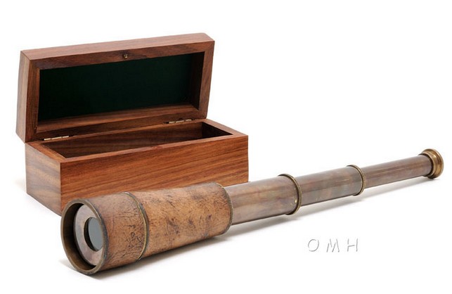 Handheld Telescope in Wooden Box