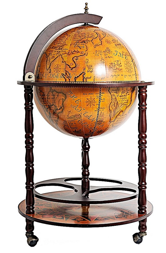 Nautical Globe Bar with Hidden Drink Cabinet Storage 17 3/4 Inches