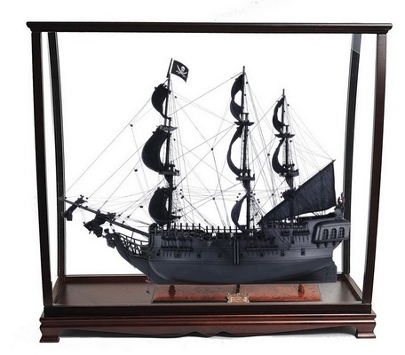 Pirate's of the Caribbean-Inspired "Black Pearl" Midsize-Scaled Model Pirate Ship with Display Case