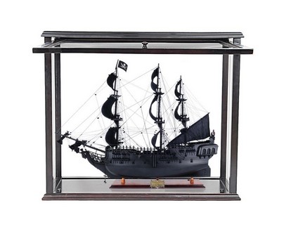 Pirate's of the Caribbean-Inspired "Black Pearl" Midsize-Scaled Model Pirate Ship with Display Case and Access Panel