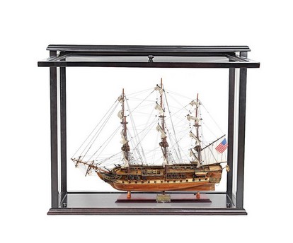 U.S.S. Constitution Midsize-Scaled Model Ship with Display Case with Acces Panel