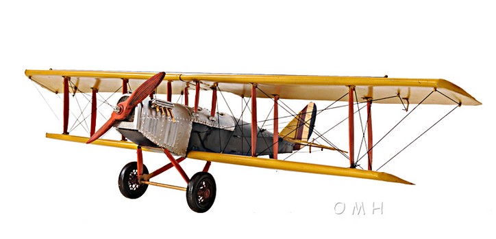 Yellow Curtiss JN-4 "Jenny" Model Fighter Bi-Plane-1:18 Scale