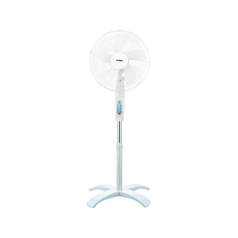 Optimus F1760 White Stand Fan 16" Wave Oscillating W/ Remote