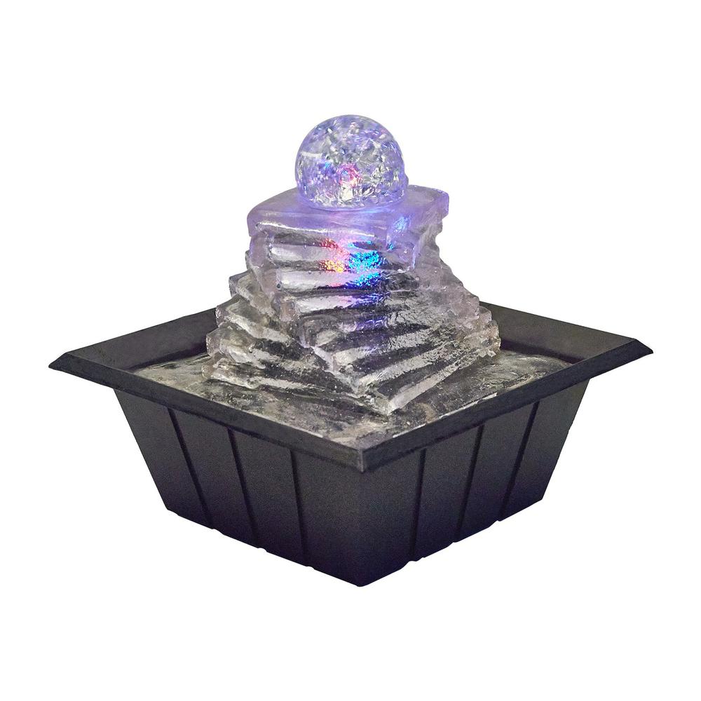 8"H Table Fountain With Light