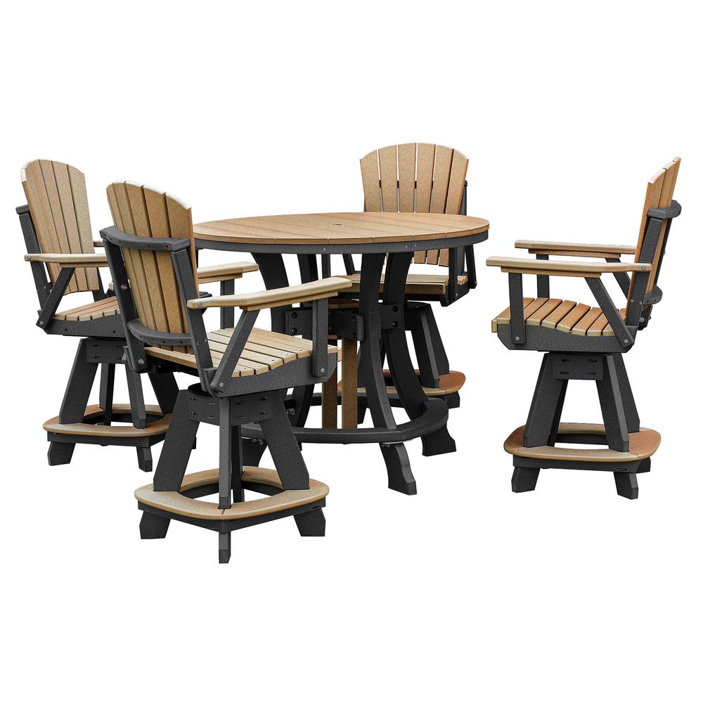 OS Home and Office Model CR130CBK-K Five Piece Round Counter Height Dining Set in Cedar on a Black Base