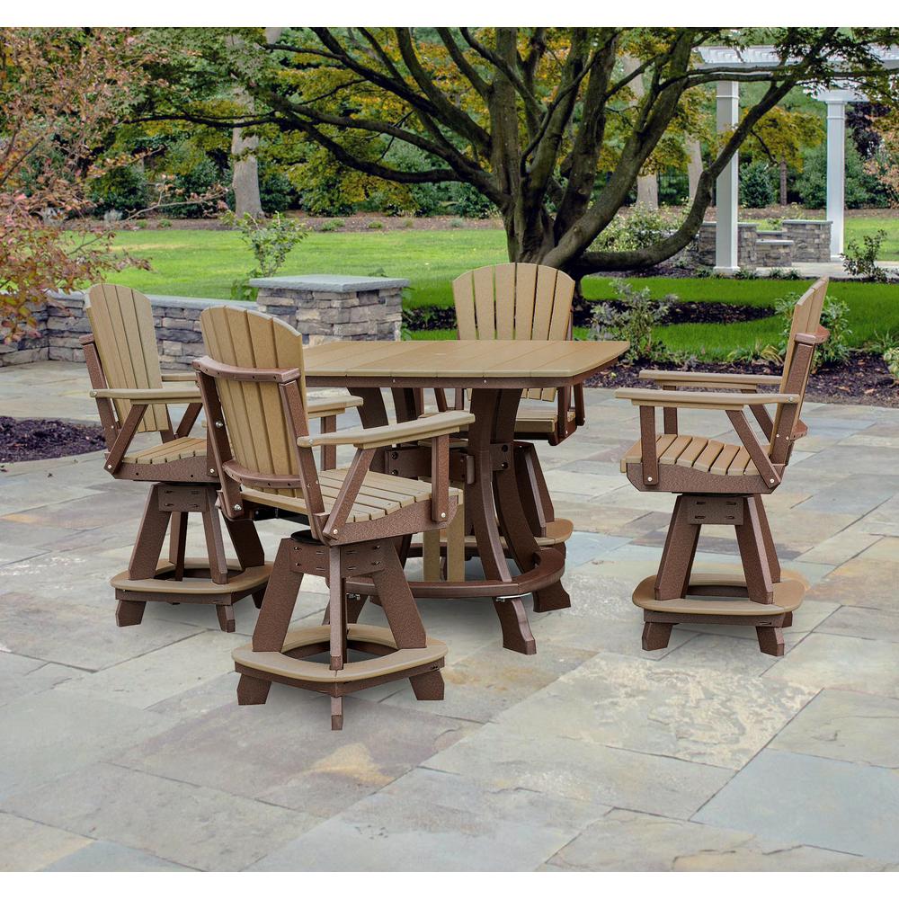 OS Home and Office Model CS130CTB-K Five Piece Square Counter Height Dining Set in Cedar on a  Tudor Brown Base