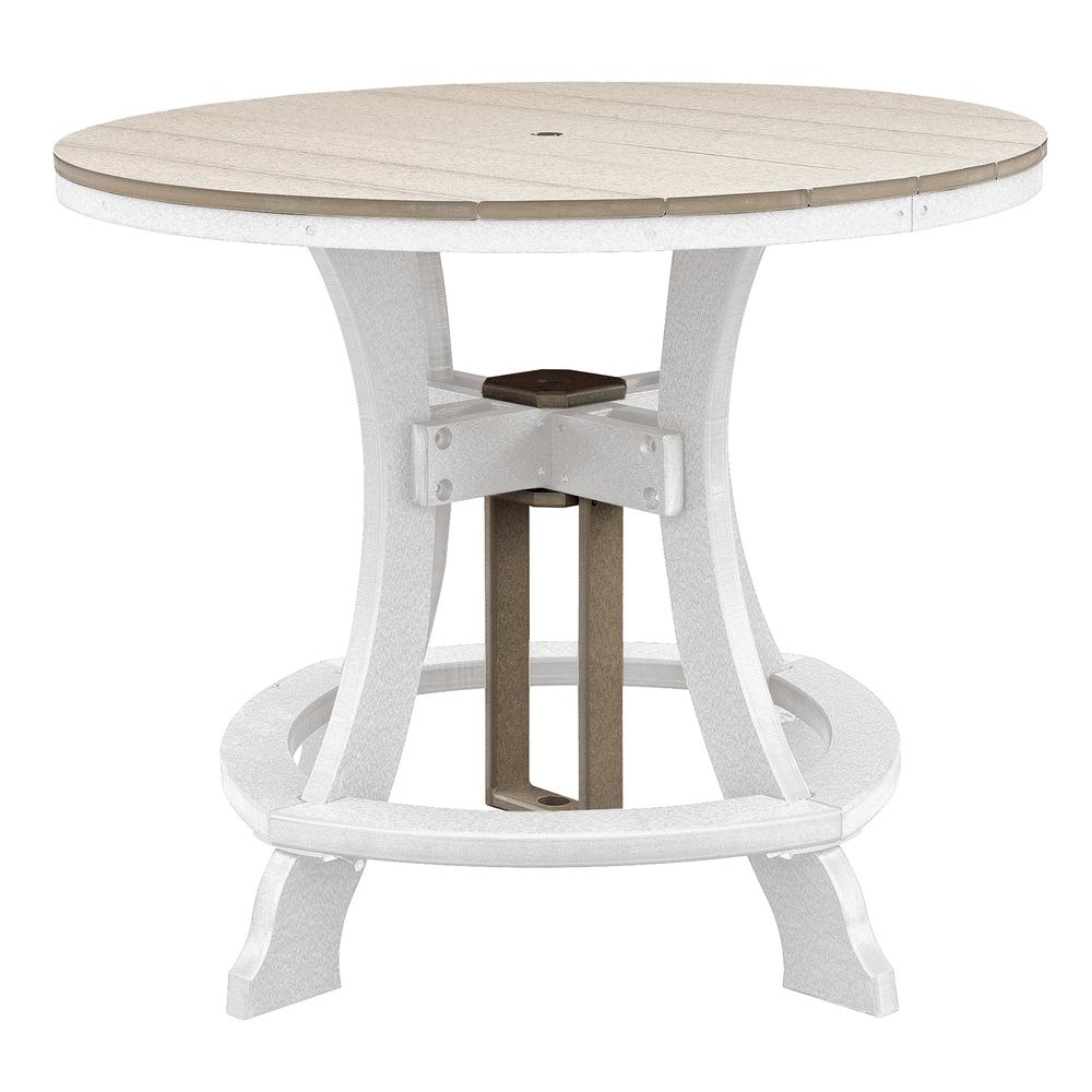 OS Home and Office Model 44R-C-WWWT Counter Height Round Table in Weatherwood with White Base
