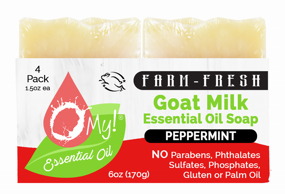 O My! Goat Milk Essential Oil Soap Bar - Bulk Up Pre-cut Loaf of 8 barsPeppermint