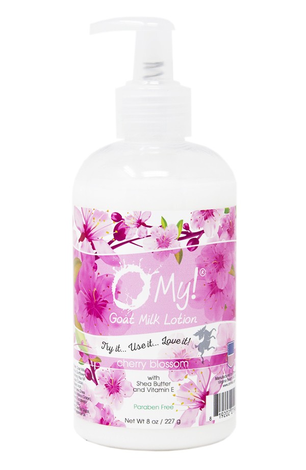 O My! Goat Milk Lotion - 8oz Clear Bottle with PumpCherry Blossom