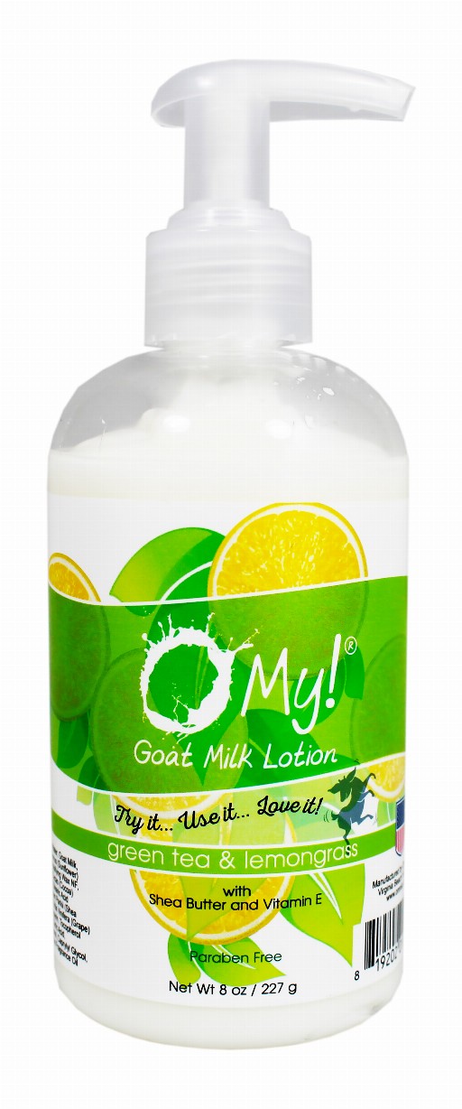 O My! Goat Milk Lotion - 8oz Clear Bottle with PumpGreen Tea & Lemongrass