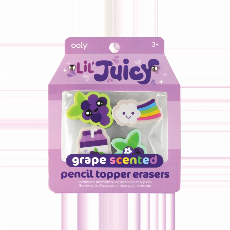Lil' Juicy Scented Pencil Topper Erasers - (Set of 4) - Grape