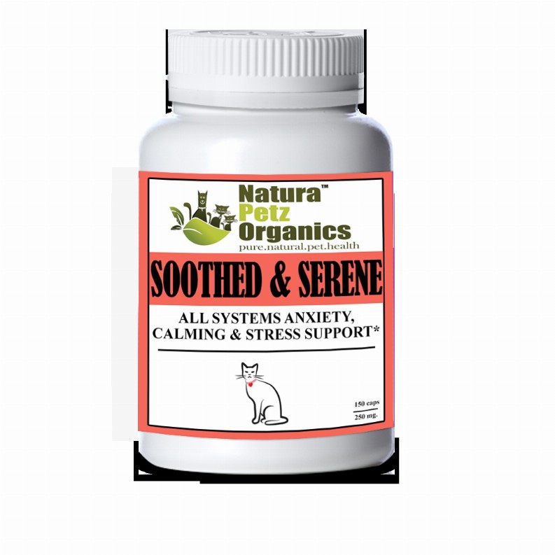 Soothed & Serene - All Systems Anxiety, Calming & Stress Support* Dogs & Catss & Cats* CAT/ 150 caps / 250 mg /Size 3 