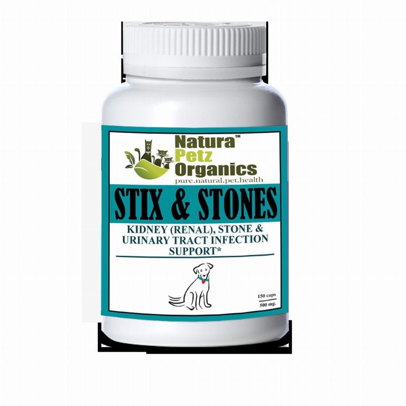 Stix And Stones Capsules* Kidney, Urinary Tract Infection & Stone Support* - DOG/ 150 caps / 500 mg / Size 1 Cap